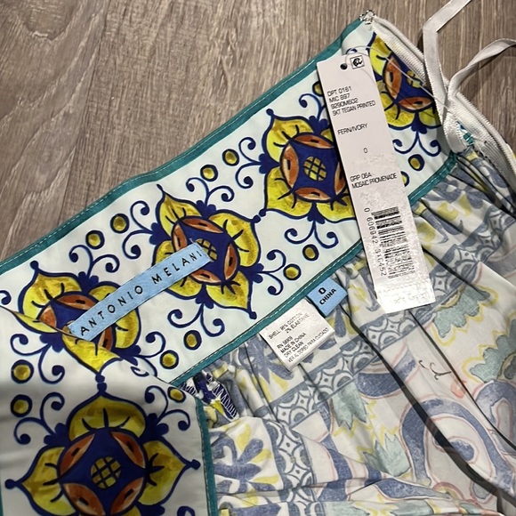NEW Antonio Melani size 0 mosaic tile promenade rehab skirt - Picture 3 of 4
